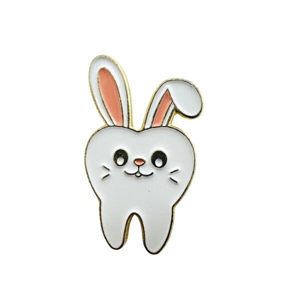 🤩Enamel Pin Tooth Teeth Oral Health Cartoon Rabbit shaped Care Dentist Oz New🤩 - Picture 4 of 5